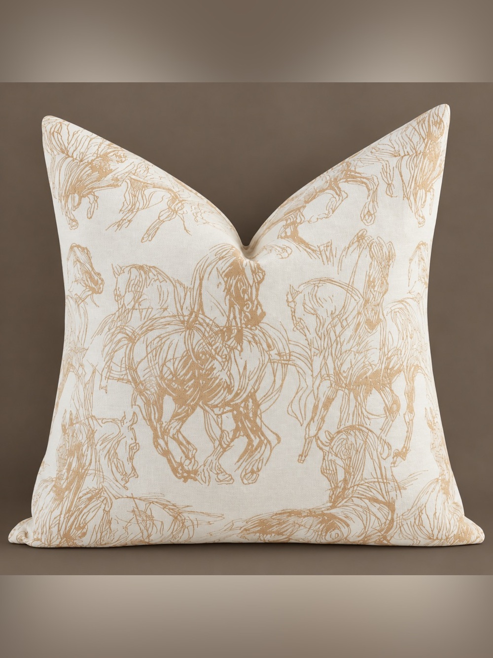 Croker Horse Palace Horse Chenille Jacquard Embroidery Pillow Cover 20”x20”